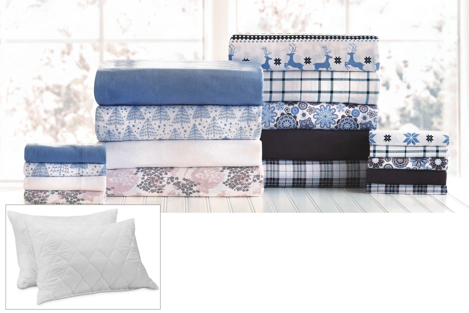 2 Memory Foam Pillows & Queen Luxury Sheet Set