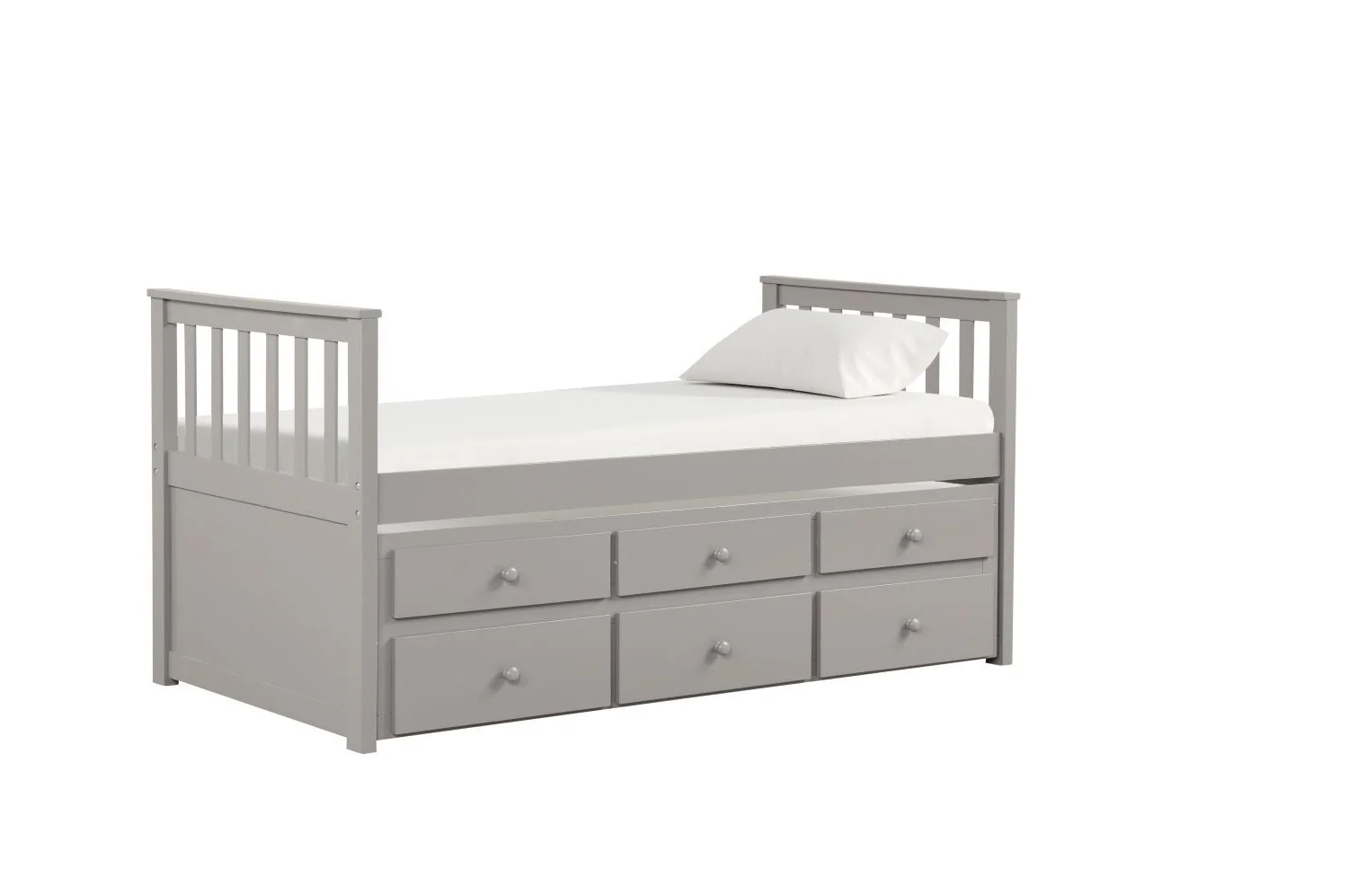 Trudy 6-Piece Twin Captain Bedroom Package with Trundle - Grey - Image 2