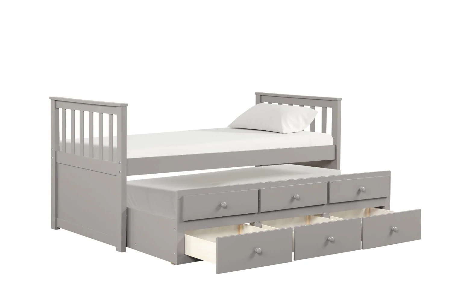 Trudy 6-Piece Twin Captain Bedroom Package with Trundle - Grey - Image 3